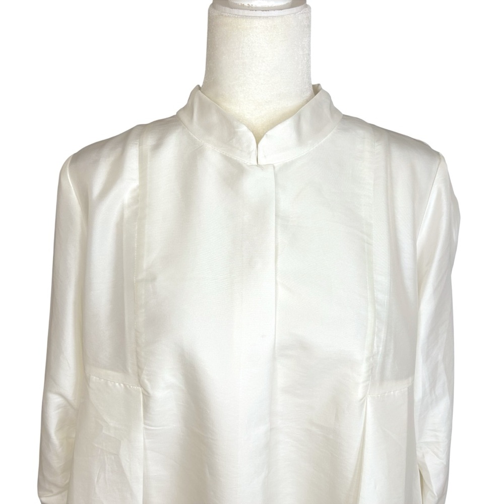 Rubin Singer 16 Taffeta Top Unique Lagenlook Asymmetrical Ivory Flowy - Picture 5 of 11